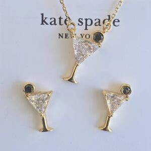 Kate Spade Shaken Or Stirred Pendent Necklace And Studs Set